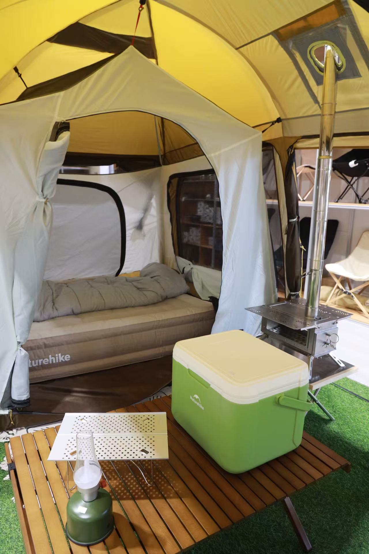 Camping gear set up inside the Borderline Outdoor Richmond Hill store