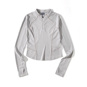 Blue Stand Collar Training Long Sleeve Ladies T-shirt