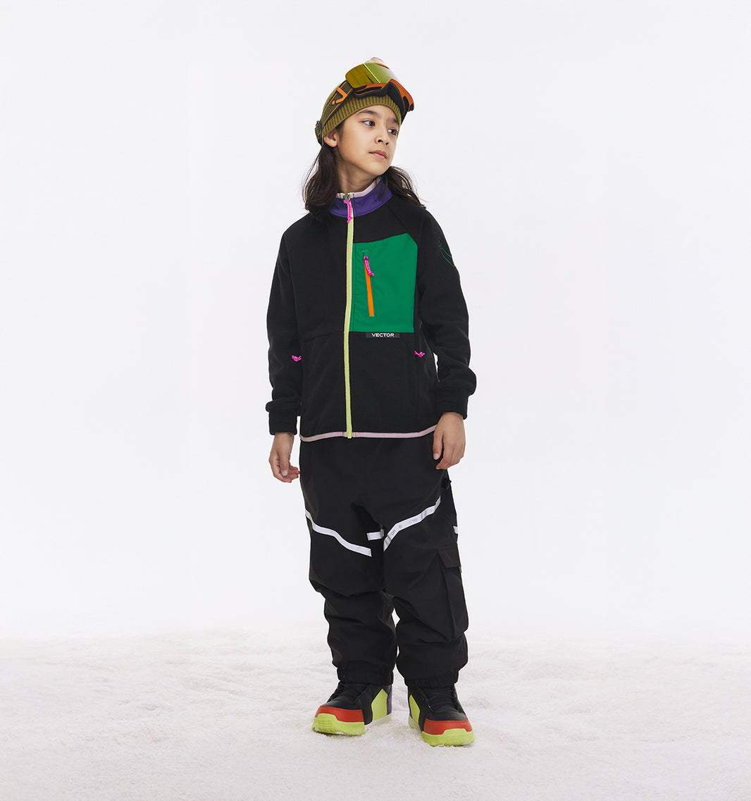 Vector Black Kids' Block Mid-Layer Fleece