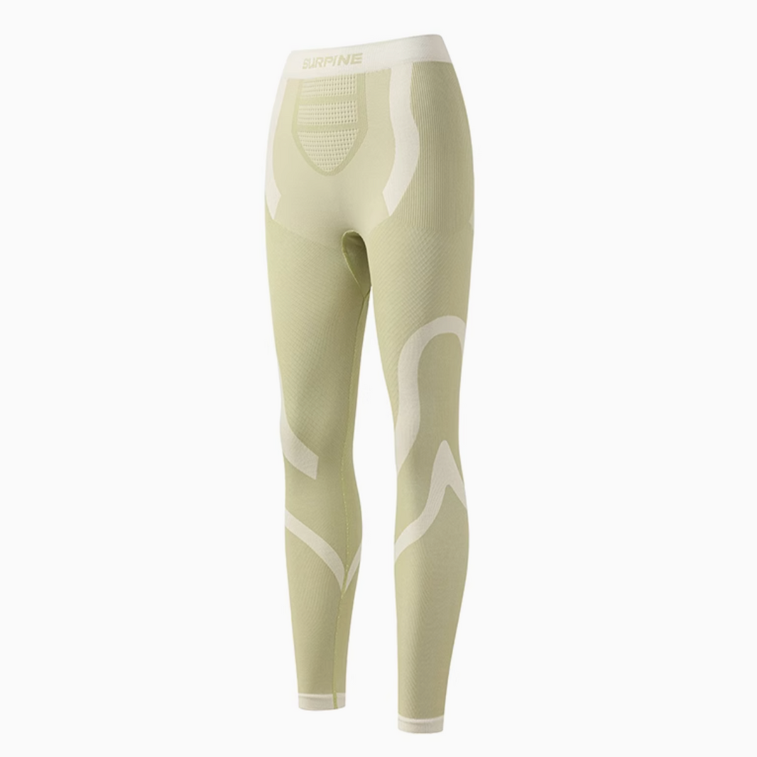 Surpine Women Light Green Merino Wool Base Layer Pants
