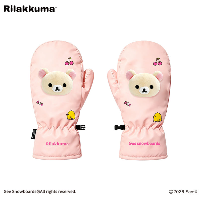 Gee Snowboards × Rilakkuma Snow Mittens - Korilakkuma Pink — official product image