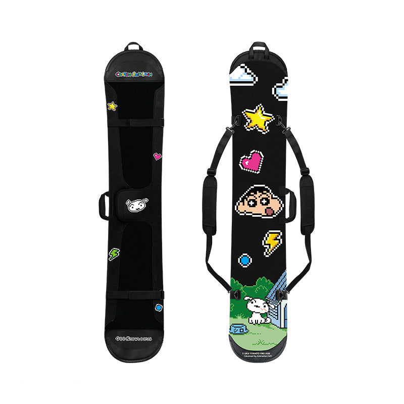 Gee Snowboards × Crayon Shin-chan Pixel Backyard Snowboard Sleeve — official product image