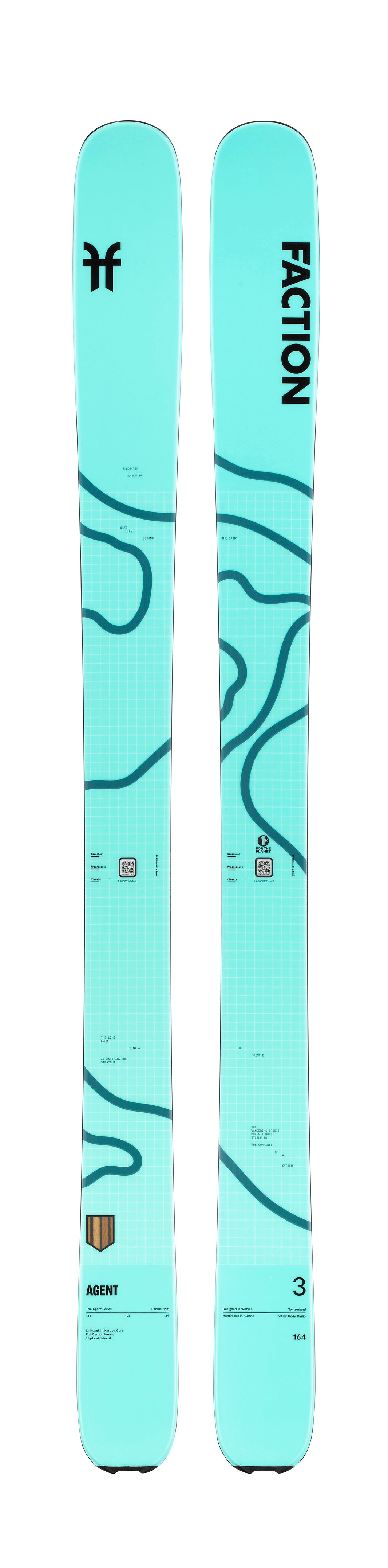 Faction Agent 3 Ice Blue Skis (26/27) — official product image