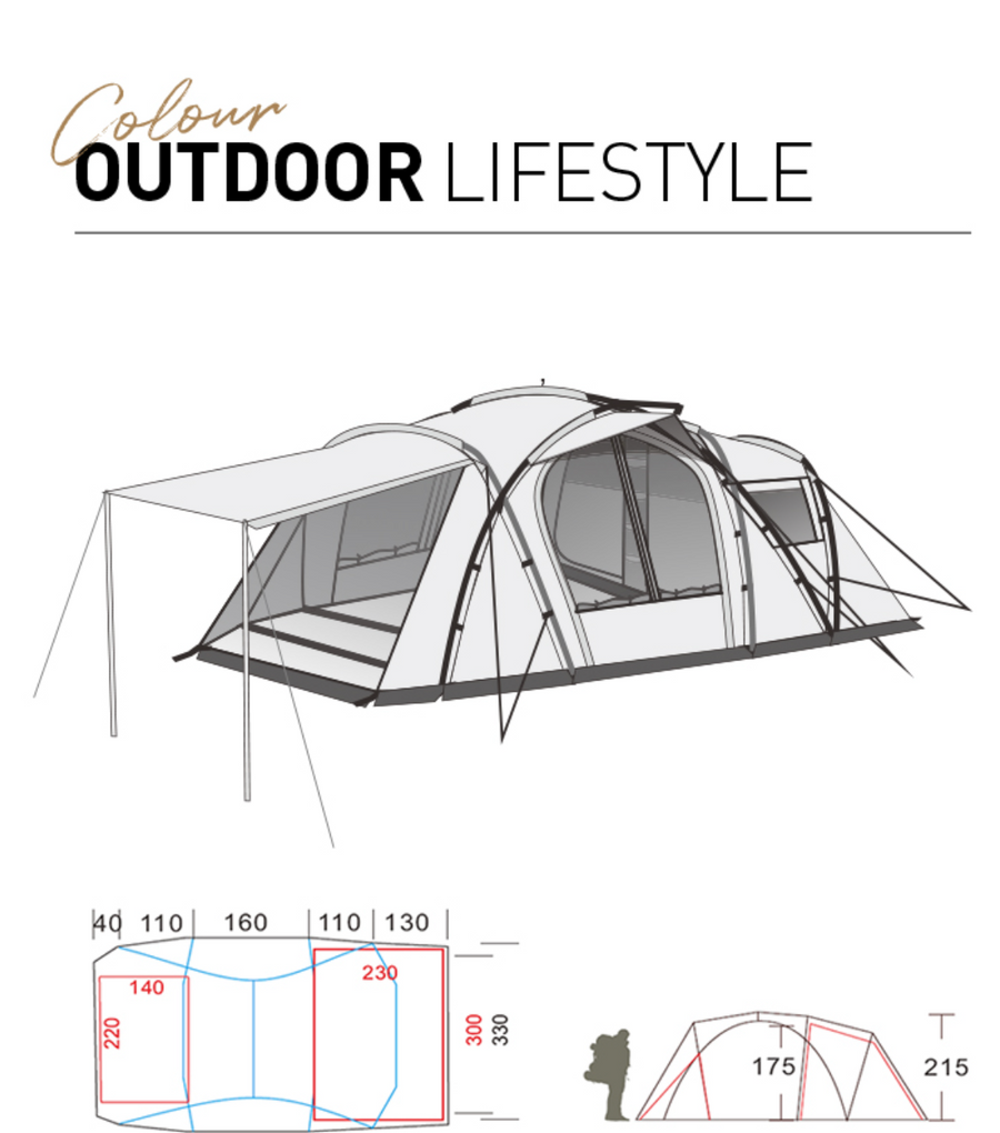 Mobi Garden Holiday Stars High End Tunnel Tent with One Inner Tent