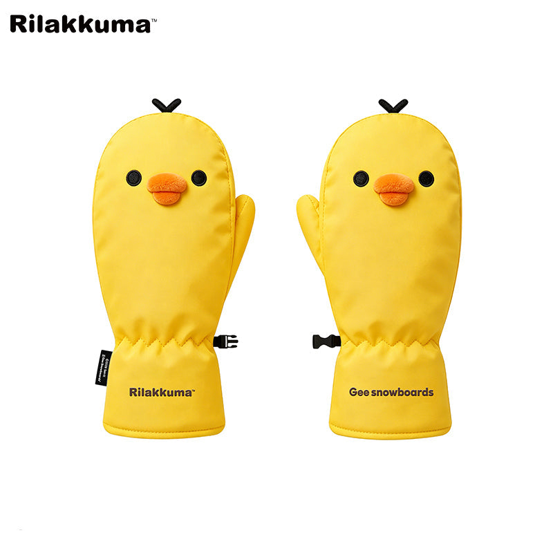 Gee Snowboards × Rilakkuma Snow Mittens - Kiiroitori Yellow — official product image