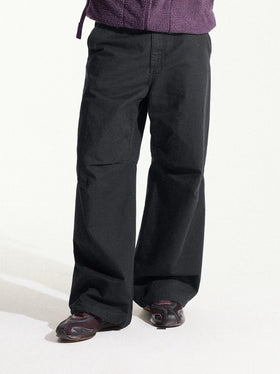 Blue Cotton Wide Leg Curved Knife Men's Pants