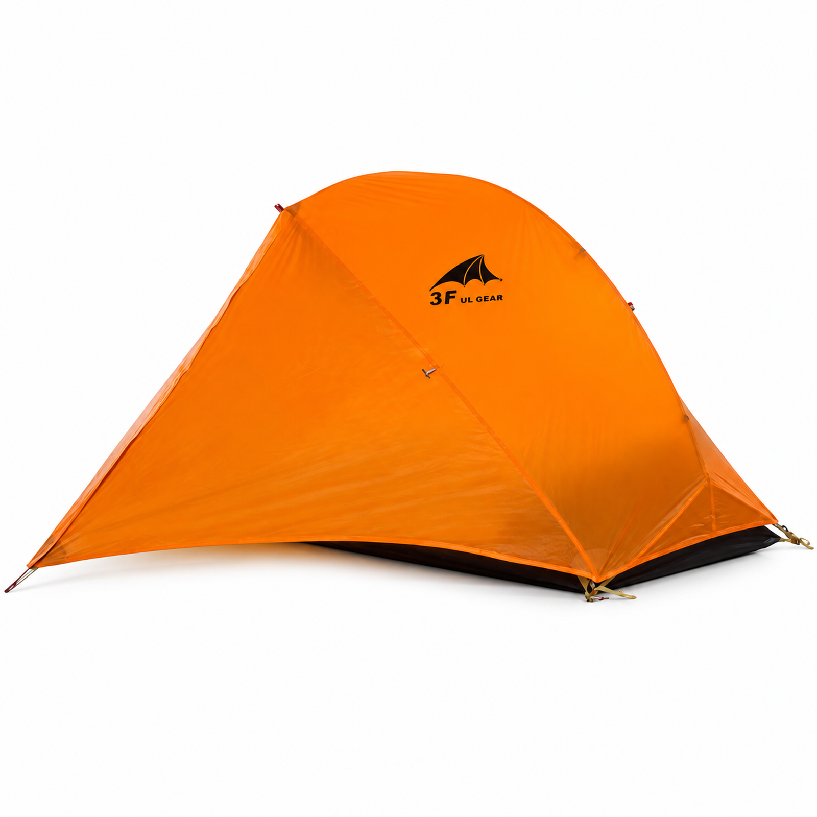 3F UL Gear Floating Clouds 1 pitched, orange double-wall solo tent, studio white background