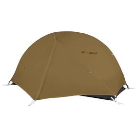 3F UL Gear Floating Clouds 1 pitched, khaki double-wall solo tent, studio white background