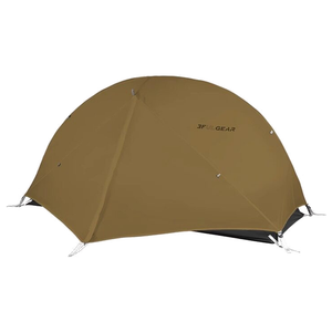 3F UL Gear Floating Clouds 1 pitched, khaki double-wall solo tent, studio white background