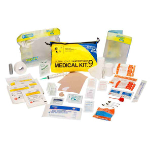 Ultralight/Watertight .9 kit contents laid out with waterproof DryFlex inner bag