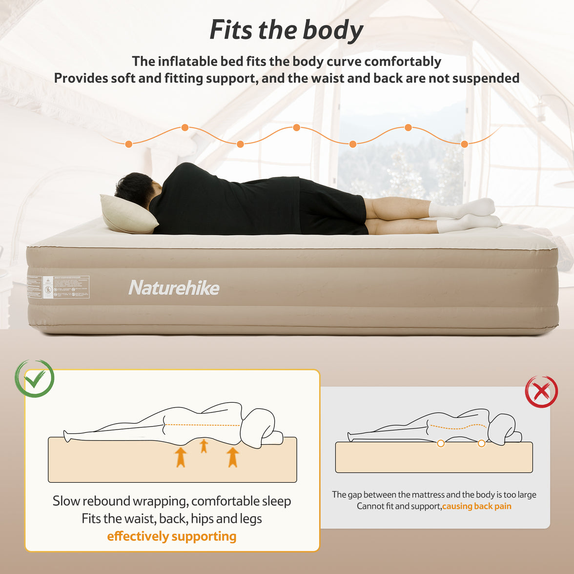 Naturehike C36 Inflatable Mattress Built-In Pump Khaki