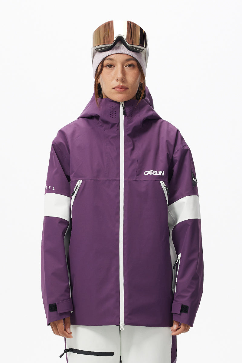 Capelin Crew Talen 3L Insulated Snowboard Jacket - Unisex in Grape Purple + Mint White — Capelin Crew product image