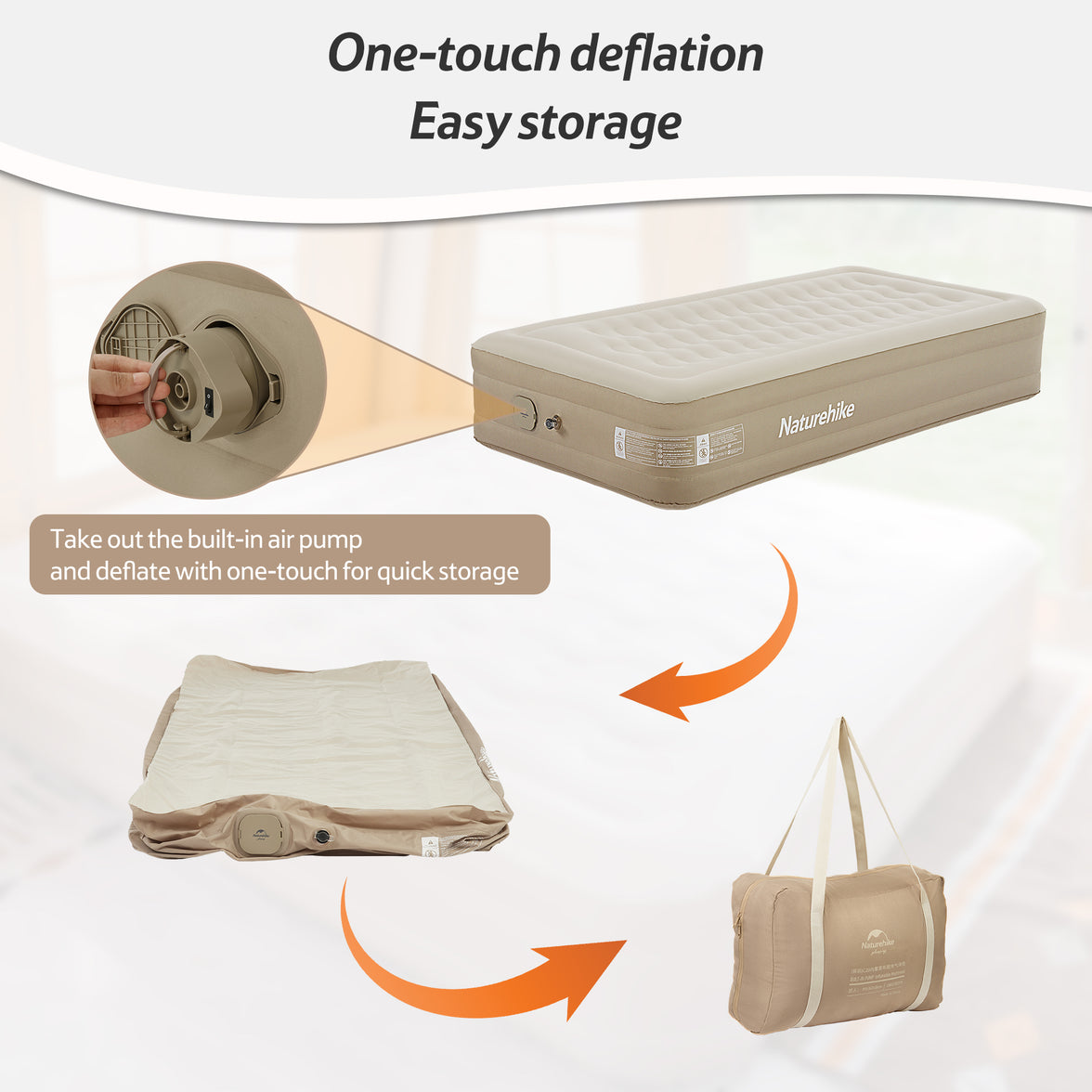 Naturehike C36 Inflatable Mattress Built-In Pump Khaki