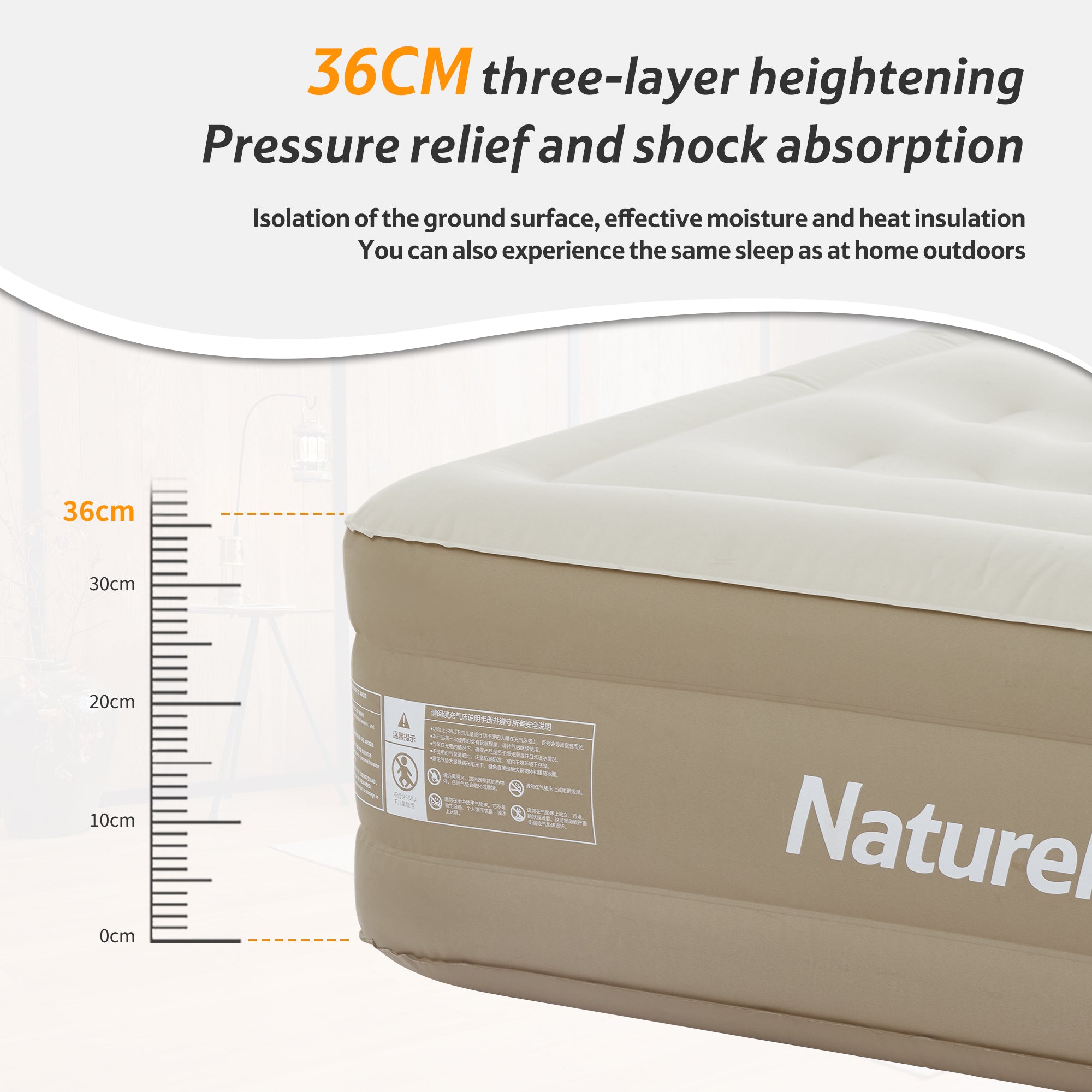 Naturehike C36 Inflatable Mattress Built-In Pump Khaki