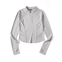 Blue Stand Collar Training Long Sleeve Ladies T-shirt