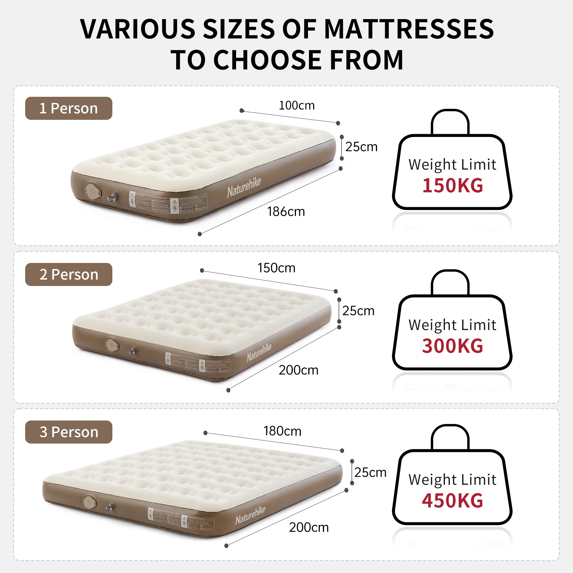 Naturehike Chenjing Built-In Pump Inflatable Bed Brown