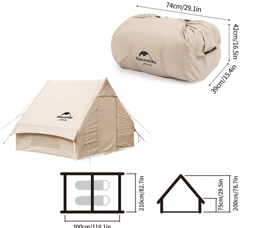 Naturehike Gen Air 6.3 Cotton Inflatable Tent Khaki
