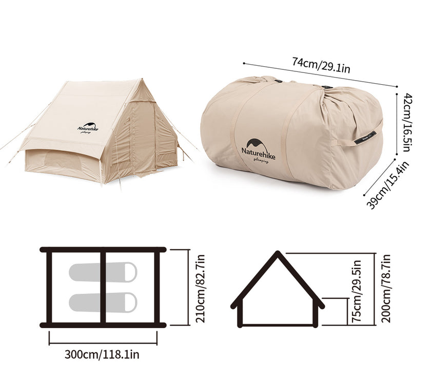 Naturehike Gen Air 6.3 Cotton Inflatable Tent Khaki