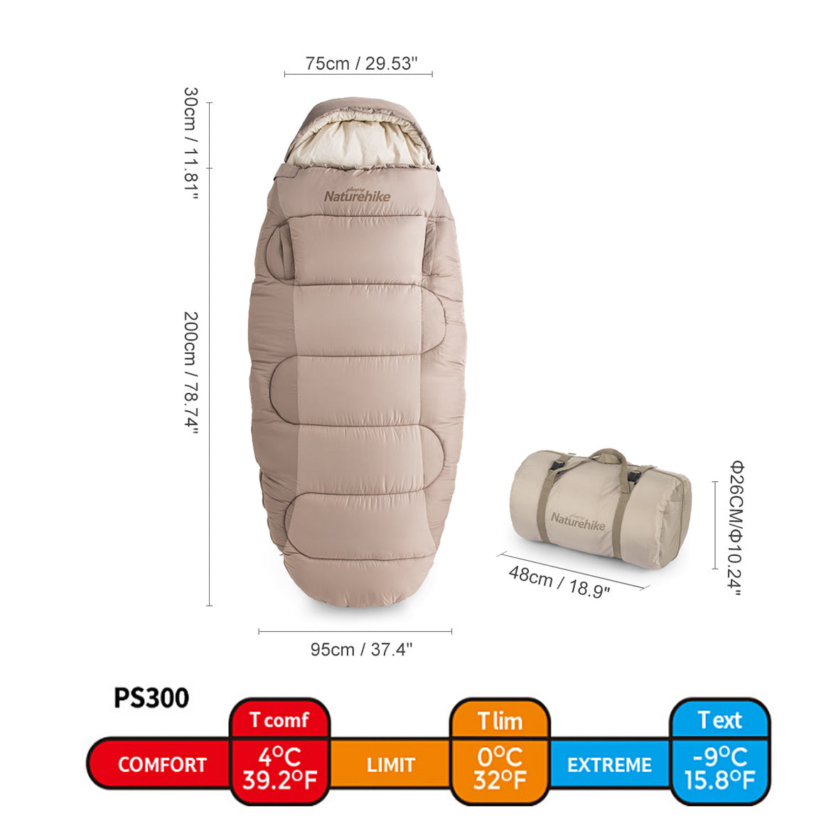 Naturehike Egg-shaped Cotton Sleeping Bags  - PS300