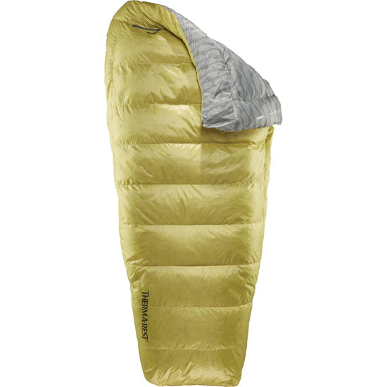 A yellow Therm-a-Rest Corus 32 Reg sleeping bag displayed against a neutral background.