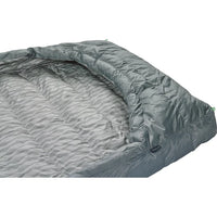 Gray sleeping bag with wave pattern on a white background