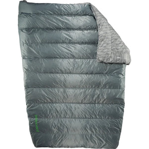 A gray Therm-a-Rest Vela 32 double sleeping bag.