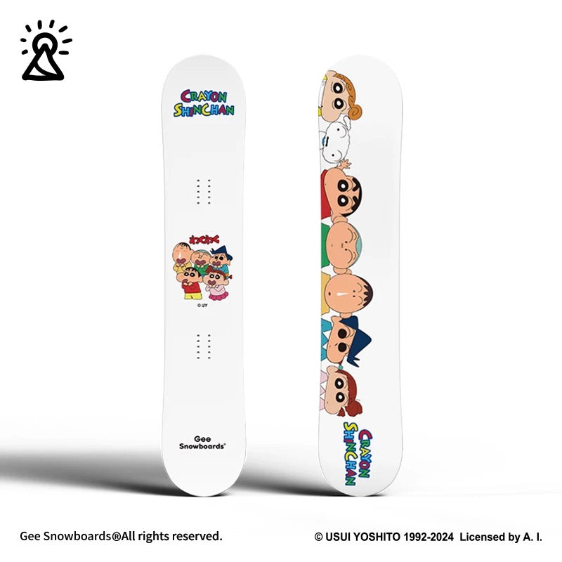 Gee Snowboards × Crayon Shin-chan Futaba Kindergarten Snowboard — official product image