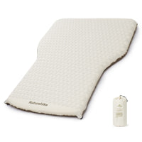 Naturehike branded automatic inflatable pad in khaki color with a textured surface, displayed alongside its carry bag.