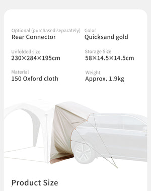 Car cover with product specifications on a white background