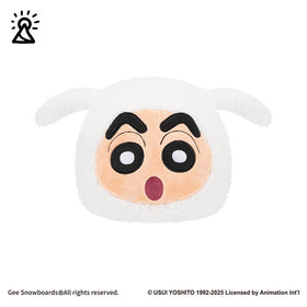 Gee Snowboards Helmet Cover Beanie — white hood with Shin-chan's face and floppy ears