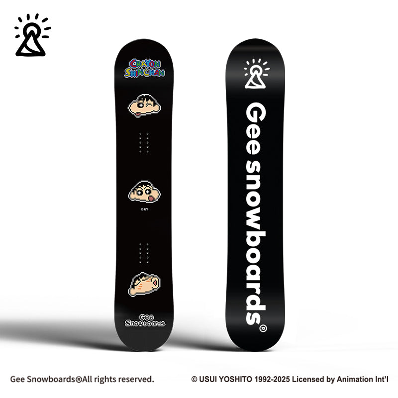 Gee Snowboards × Crayon Shin-chan Pixel Snowboard — official product image