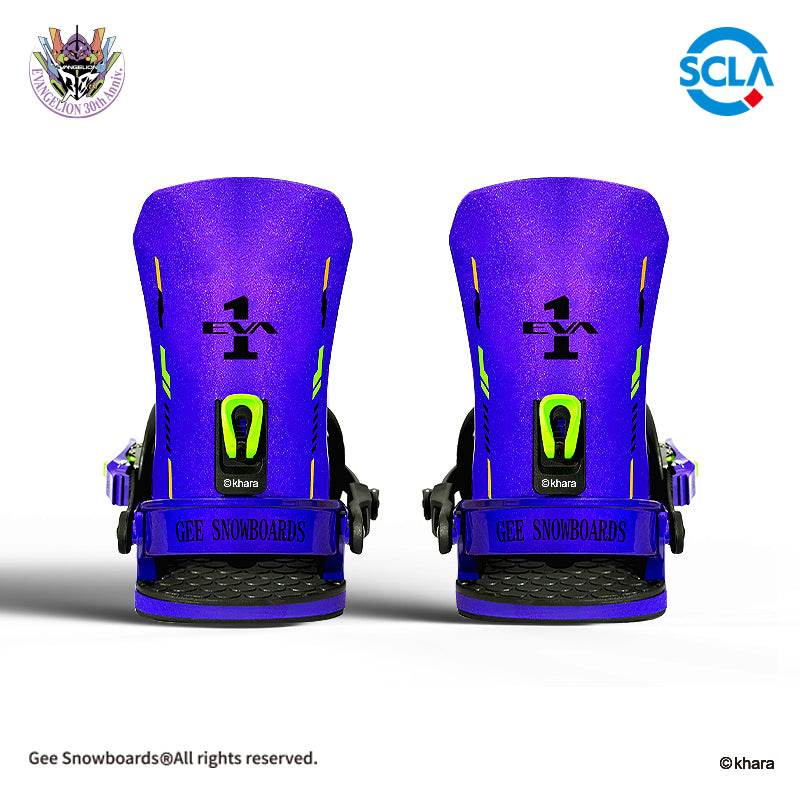 Gee Snowboards × Evangelion Unit-01 Snowboard Binding — official product image