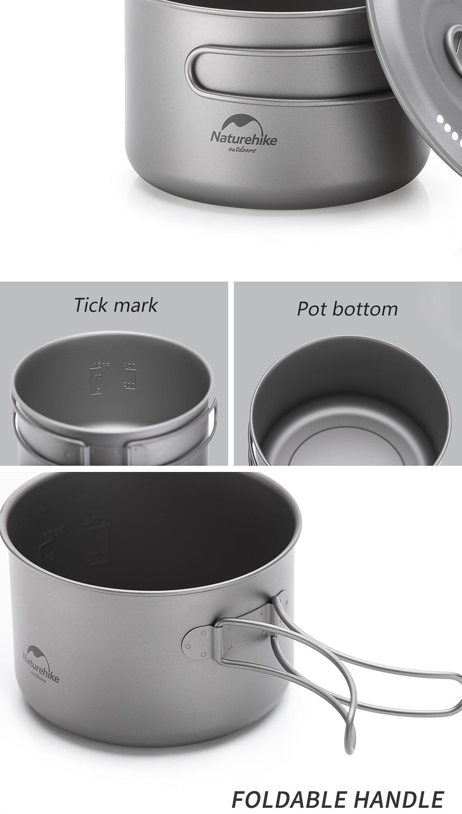 Naturehike TDG02 Outdoor Ti Pot Ti Color (1300 mL) (2026)