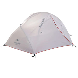 White camping tent with red accents and 'Naturehike' branding on a white background