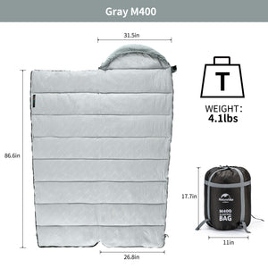 Naturehike Warmy Square With Hat Warming Cotton Sleeping Bag M400 Grey