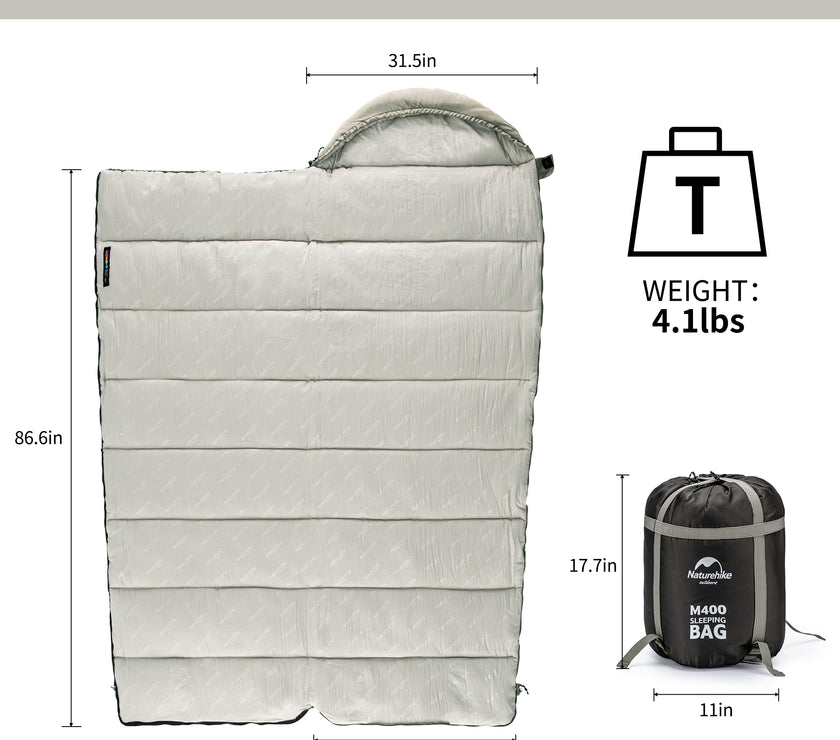 Naturehike Warmy Square With Hat Warming Cotton Sleeping Bag M400 Green