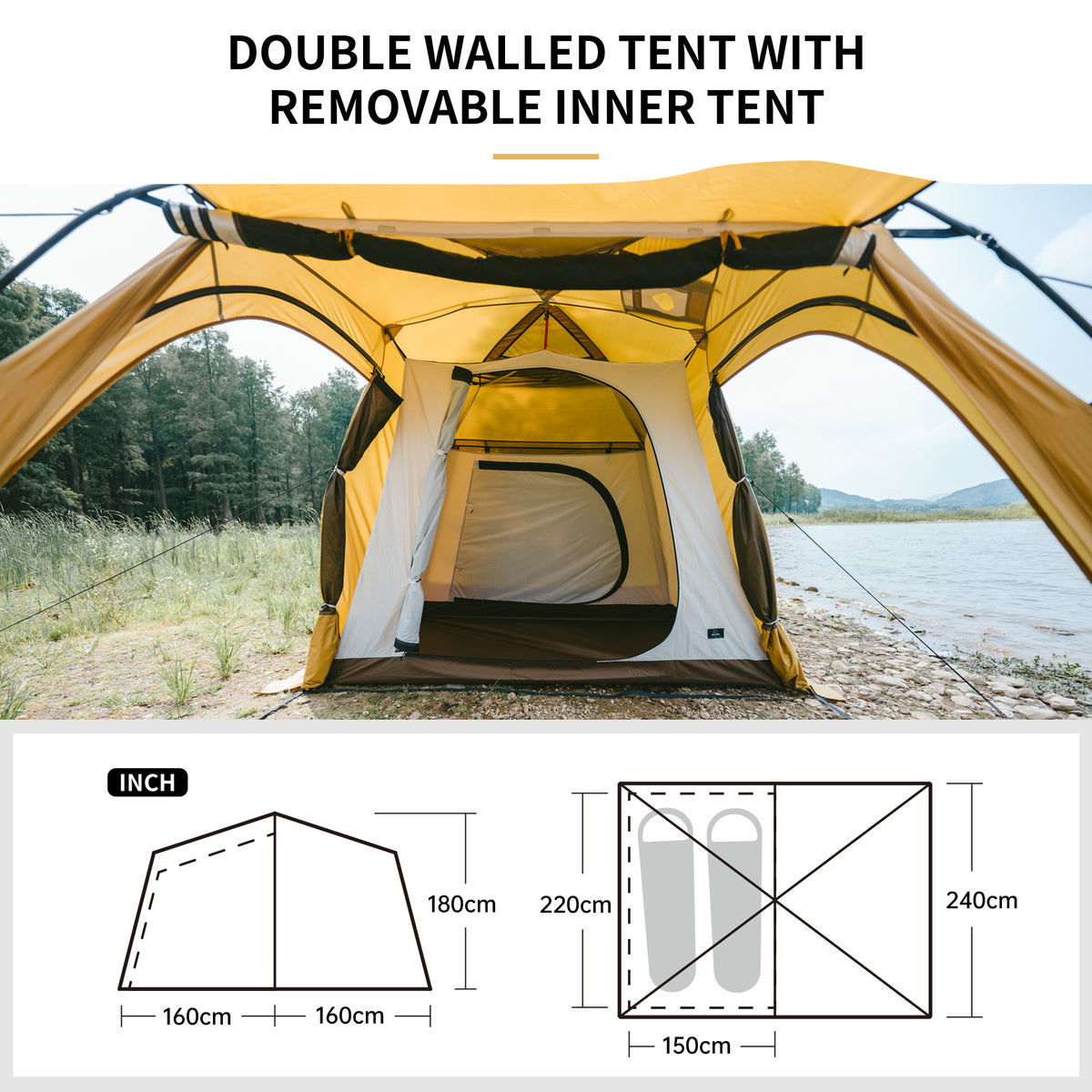 Naturehike Dune 7.6 One Bedroom One Room Tent Earthy Yellow