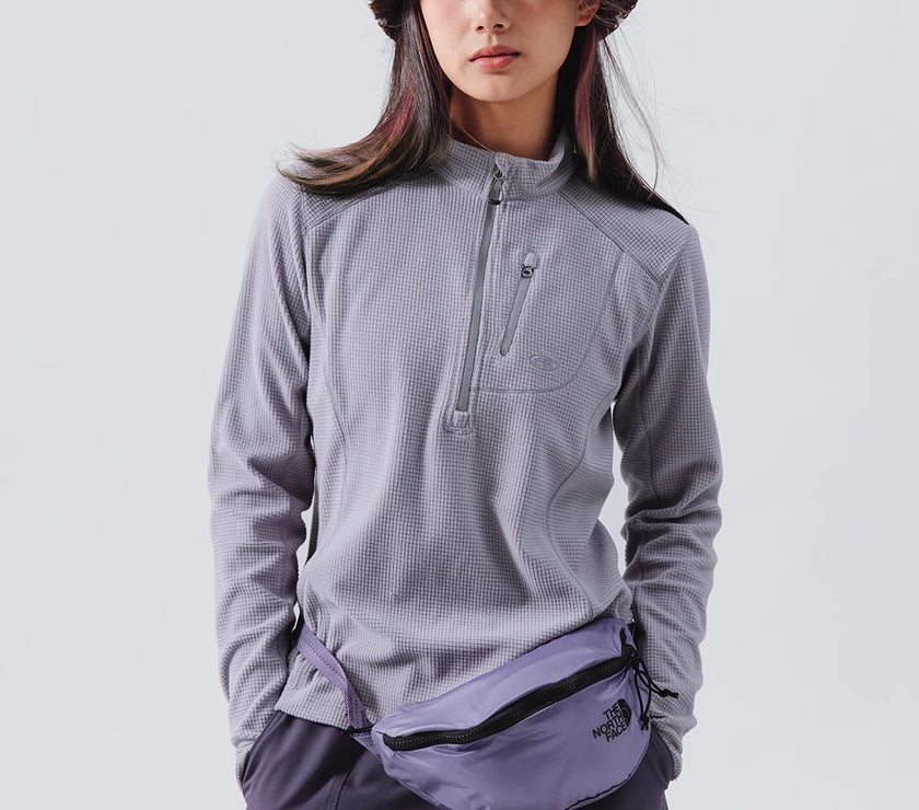 Blue Checkered Fleece Half-Zip Sweater