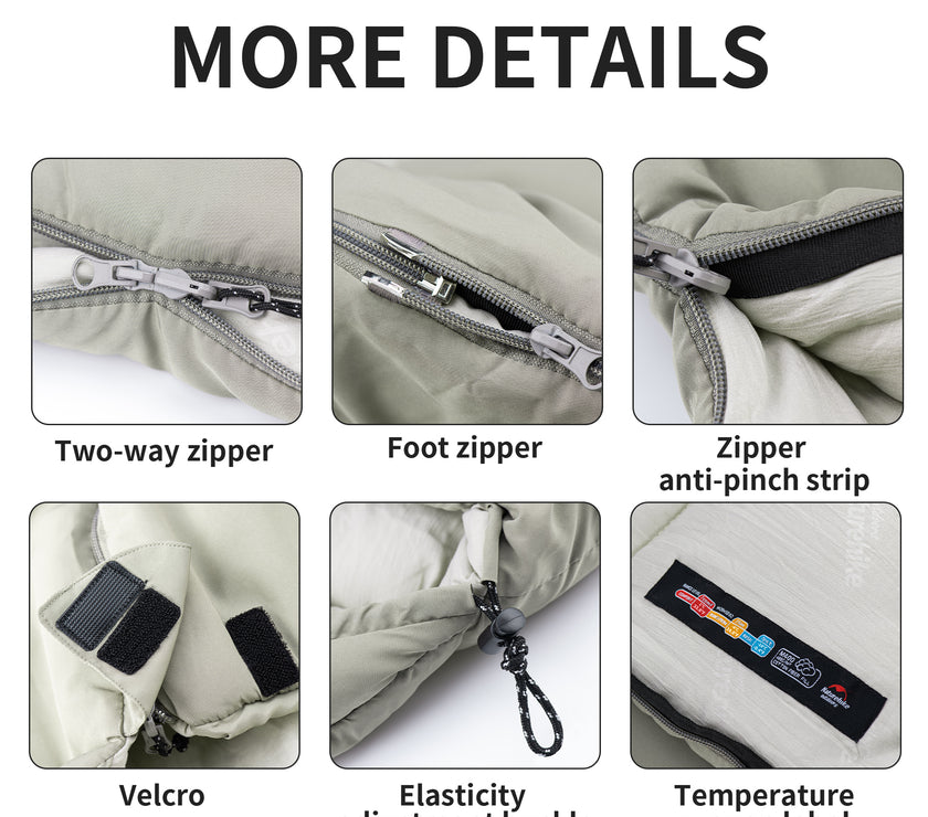 Naturehike Envelop Washable Sleeping Bag M180 With Hood Green