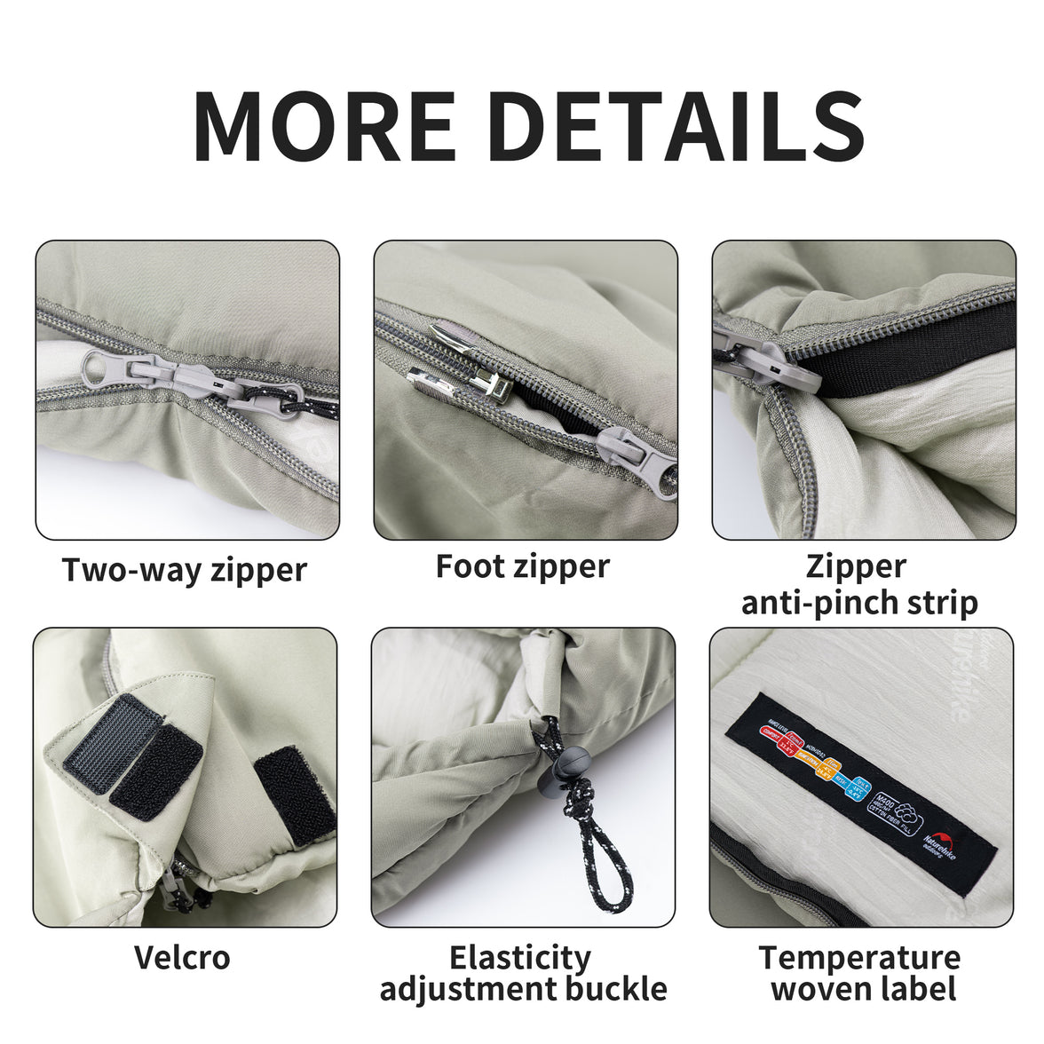 Naturehike Envelop Washable Sleeping Bag M180 With Hood Grey
