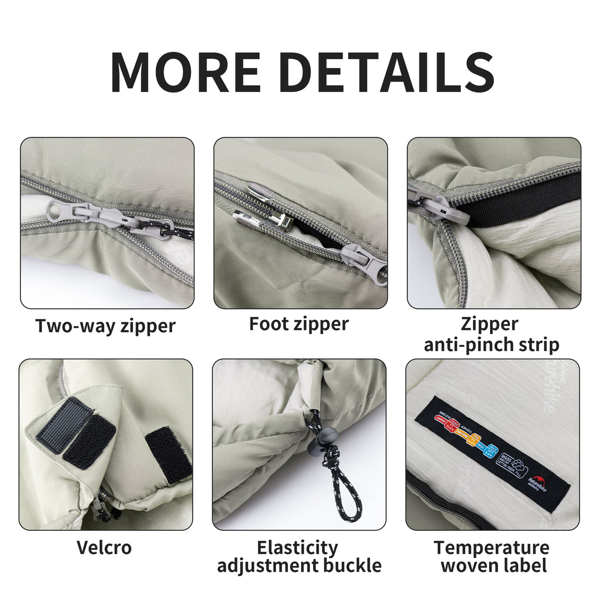 Naturehike Envelope Washable Sleeping Bag M180 With Hood Grey