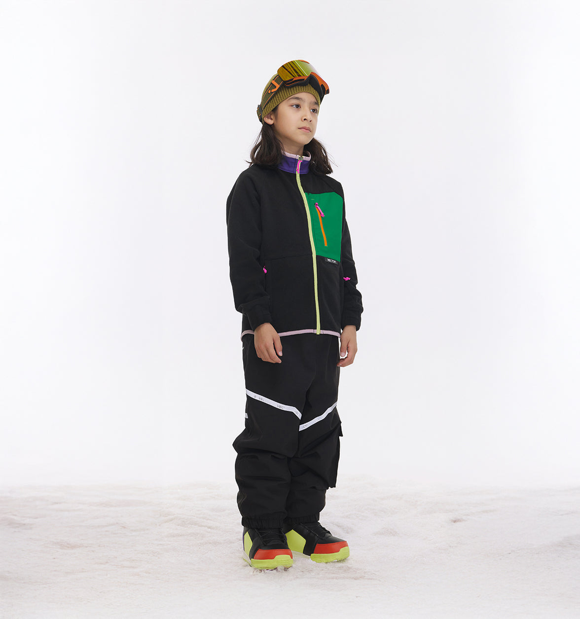 Vector Black Kids' Block Mid-Layer Fleece