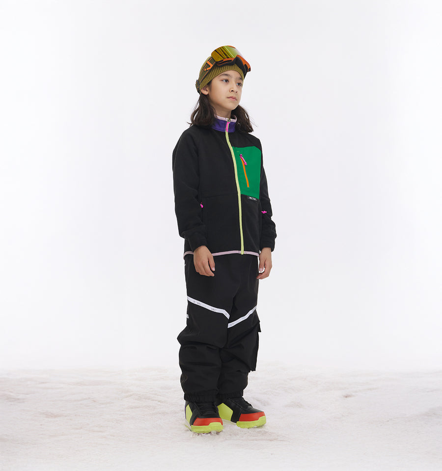 Vector Black Kids' Block Mid-Layer Fleece