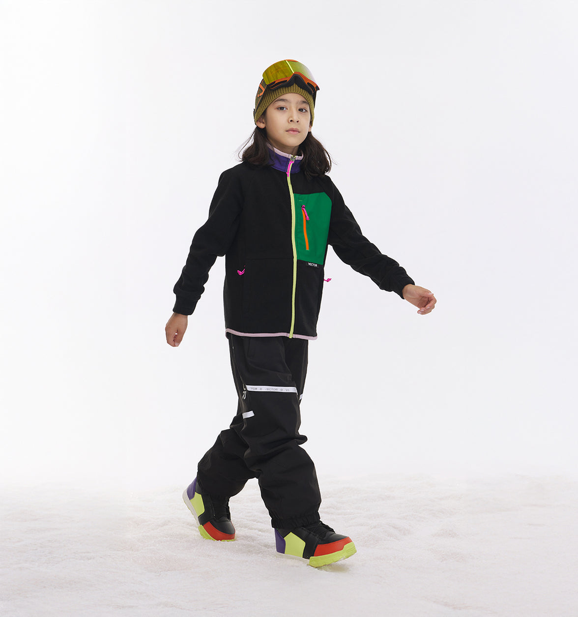 Vector Black Kids' Block Mid-Layer Fleece