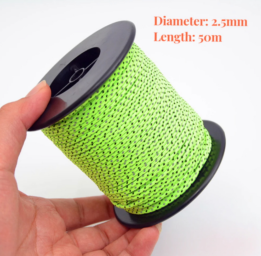 Tente de camping Corde réfléchissante fluorescente de 50 m 【Sélection limite】