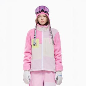 Vector Peach Pink Patch Darn Fleece Jacket