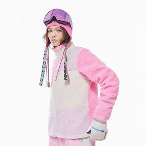 Vector Peach Pink Patch Darn Fleece Jacket