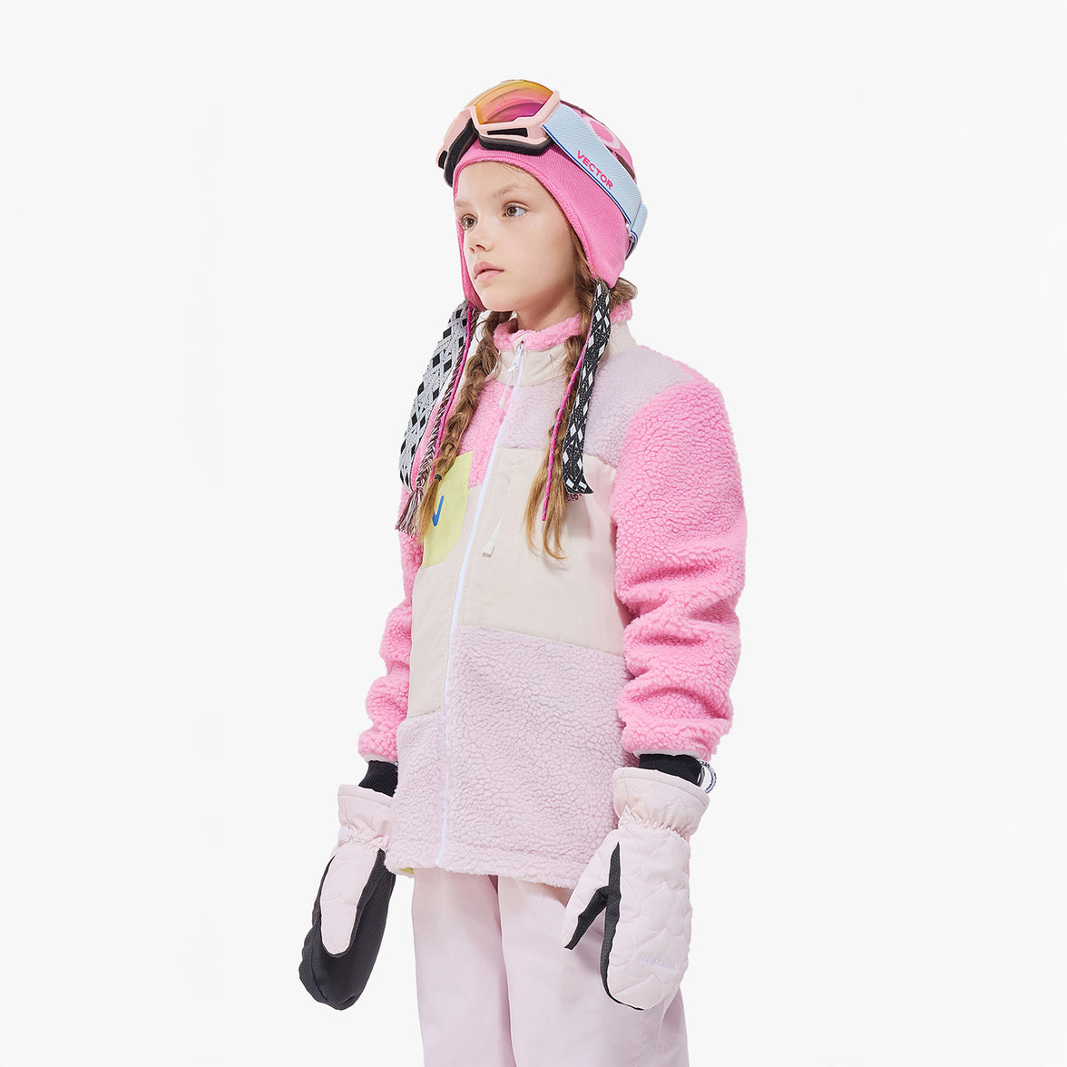 Vector Peach Pink Kids' Patch Darn Fleece Jacket