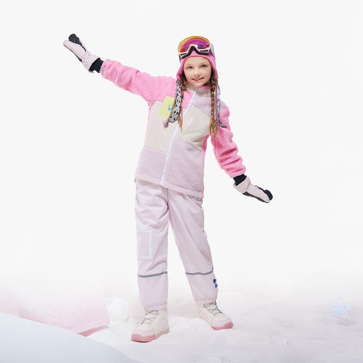 Vector Peach Pink Kids' Patch Darn Fleece Jacket