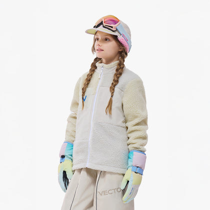 Vector Sand White Kids' Patch Darn Fleece Jacket